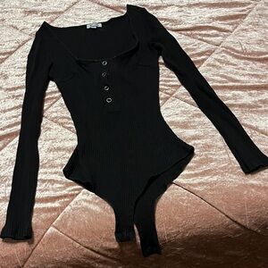 Beginning Boutique Black Ribbed Top